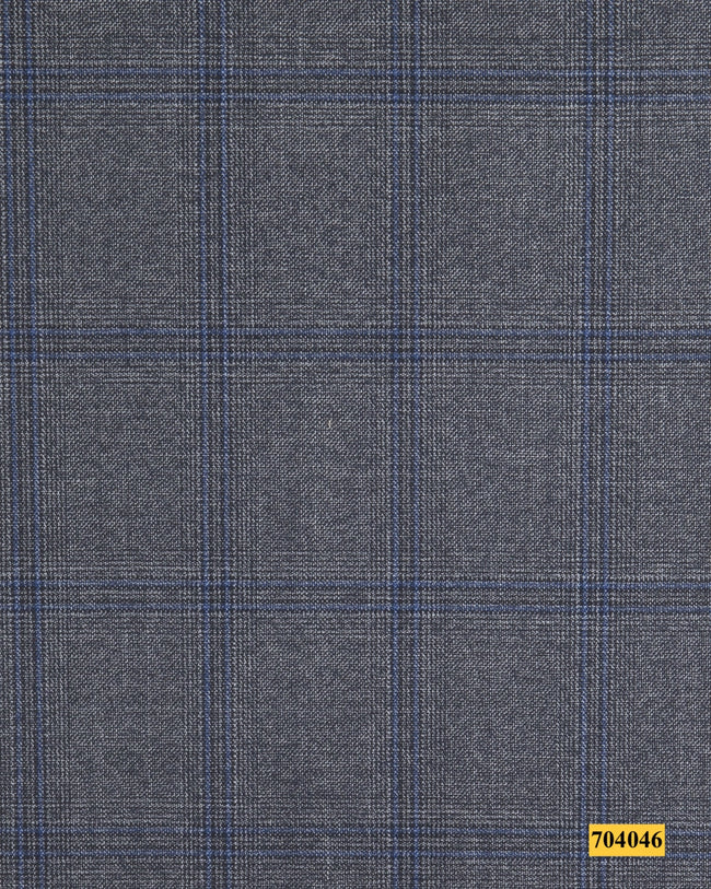 704046/P3-17901 Grey With Blue Check Vest Fabric