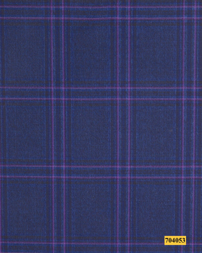 704053/P3-17908 Dark Blue With Purple Check Vest Fabric