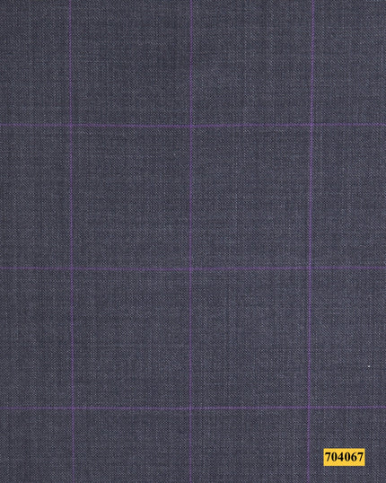 704067/P3-17922 Dark Grey With Purple Check Jacket Fabric