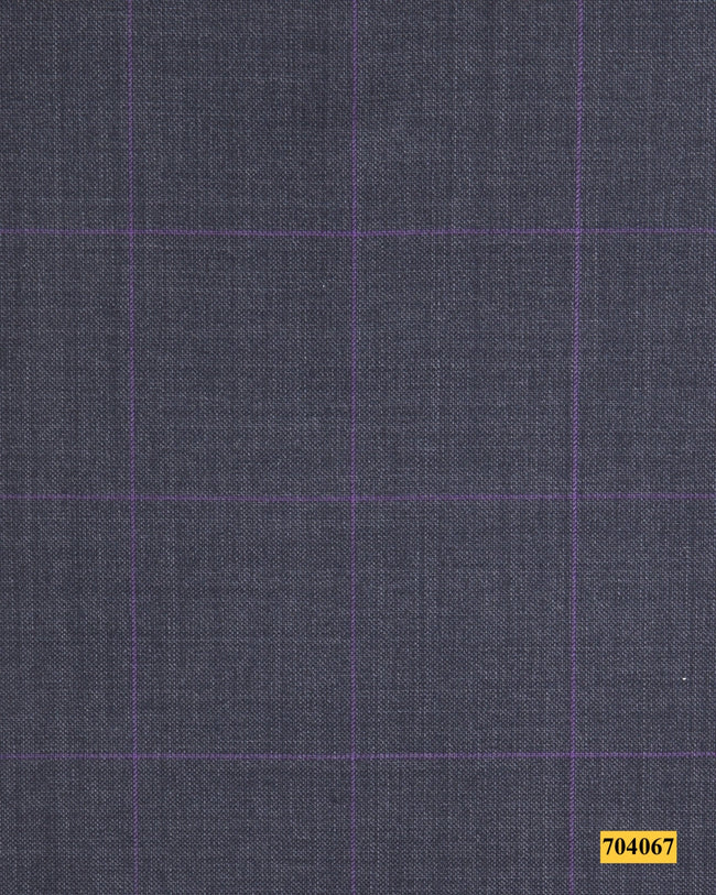 704067/P3-17922 Dark Grey With Purple Check Suit Fabric