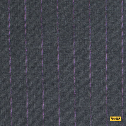704088/P3-17951 Grey With Purple Stripe Suit Fabric