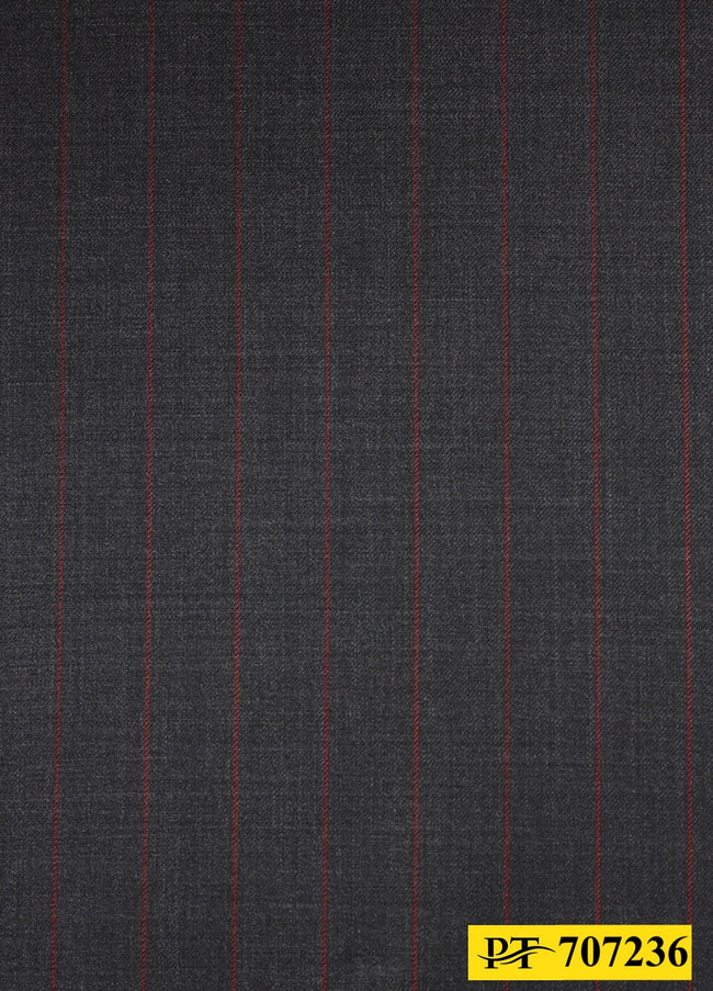707236/P3-20756 Dark Grey With Red Stripe Suit Fabric