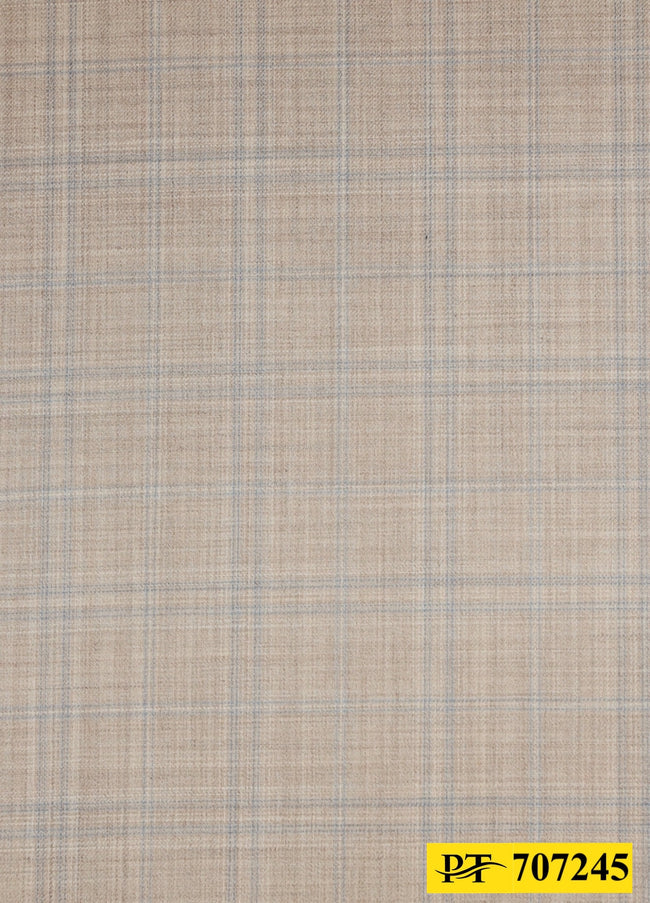707245/P3-20772 Beige With Blue Check Jacket Fabric