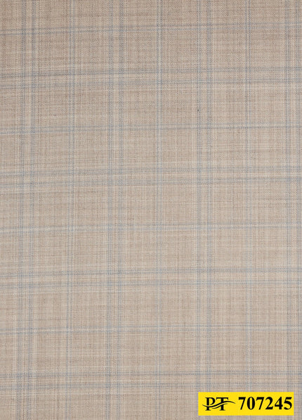 707245/P3-20772 Beige With Blue Check Suit Fabric