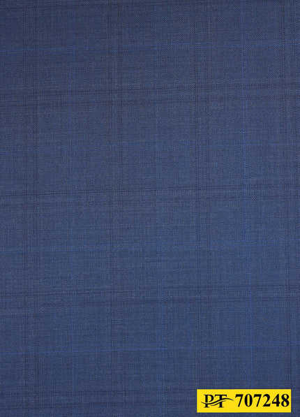 707248/P3-20775 Prussian With Light Blue, Navy & Cream Check Suit Fabric