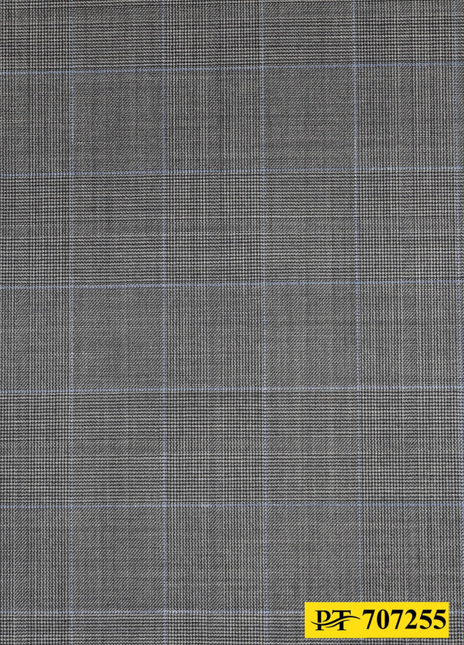 707255/P3-20767 Light Grey With Light Blue Check Pants Fabric