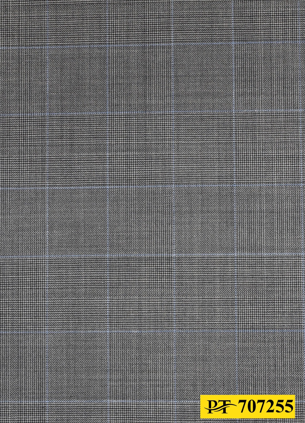 707255/P3-20767 Light Grey With Light Blue Check Suit Fabric