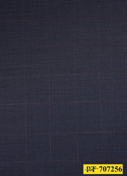 707256/P3-20768 Aegean Blue With Brown Check Jacket Fabric
