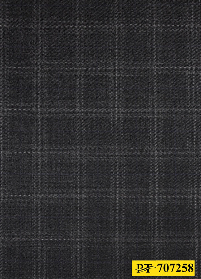 707258/P3-20727 Charcoal Grey With Silver Check Pants Fabric