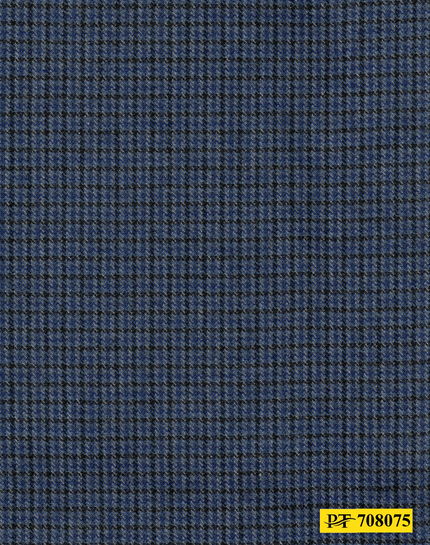 708075/P3-21967 Navy, Black & Silver Houndstooth Suit Fabric