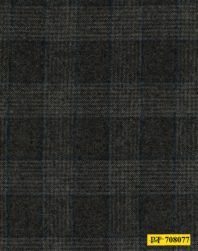 708077/P3-21969 Dark Grey With Navy & Silver Check Vest Fabric