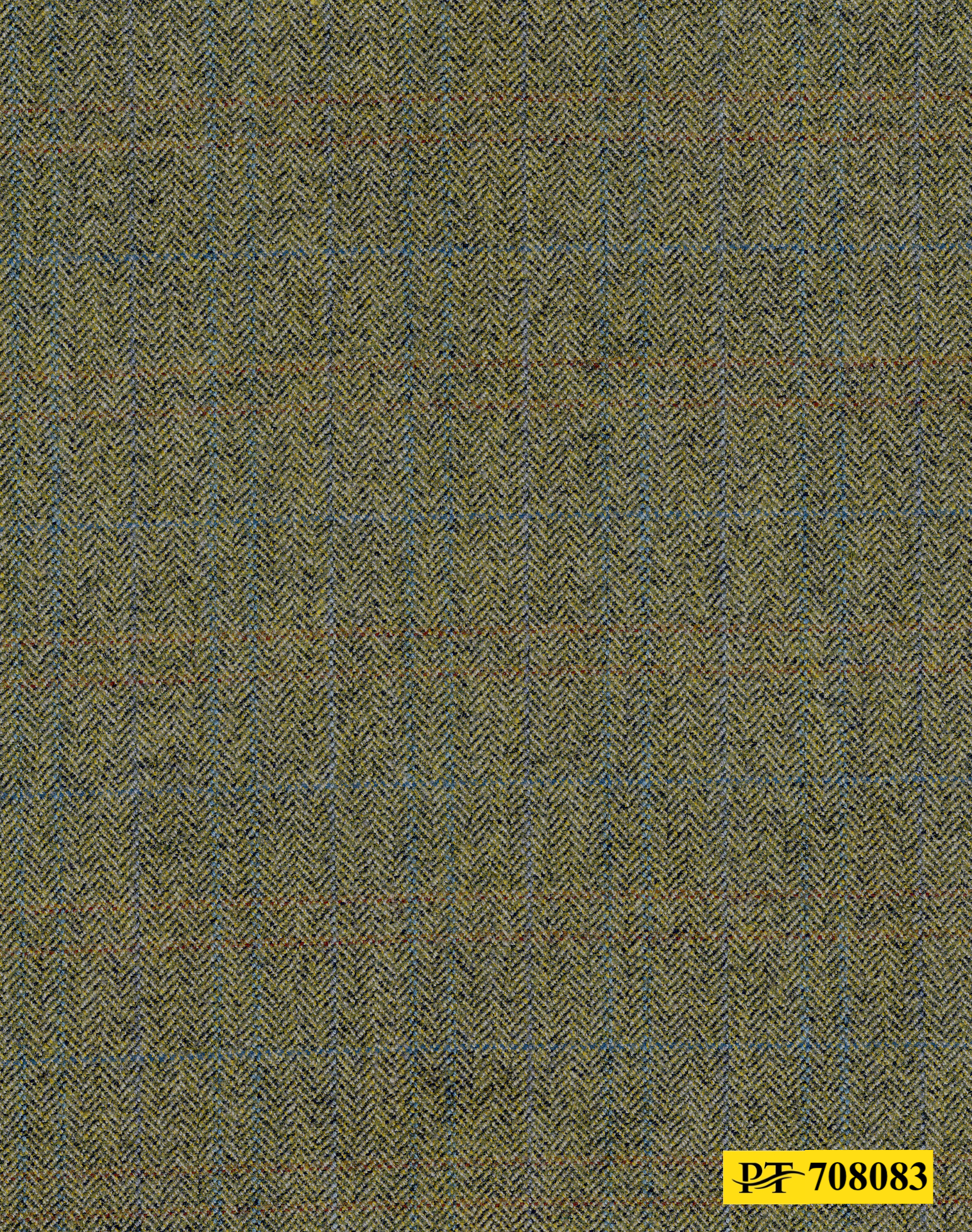 708083/P3-21975 Olive Green Herringbone With Blue Check Pants Fabric