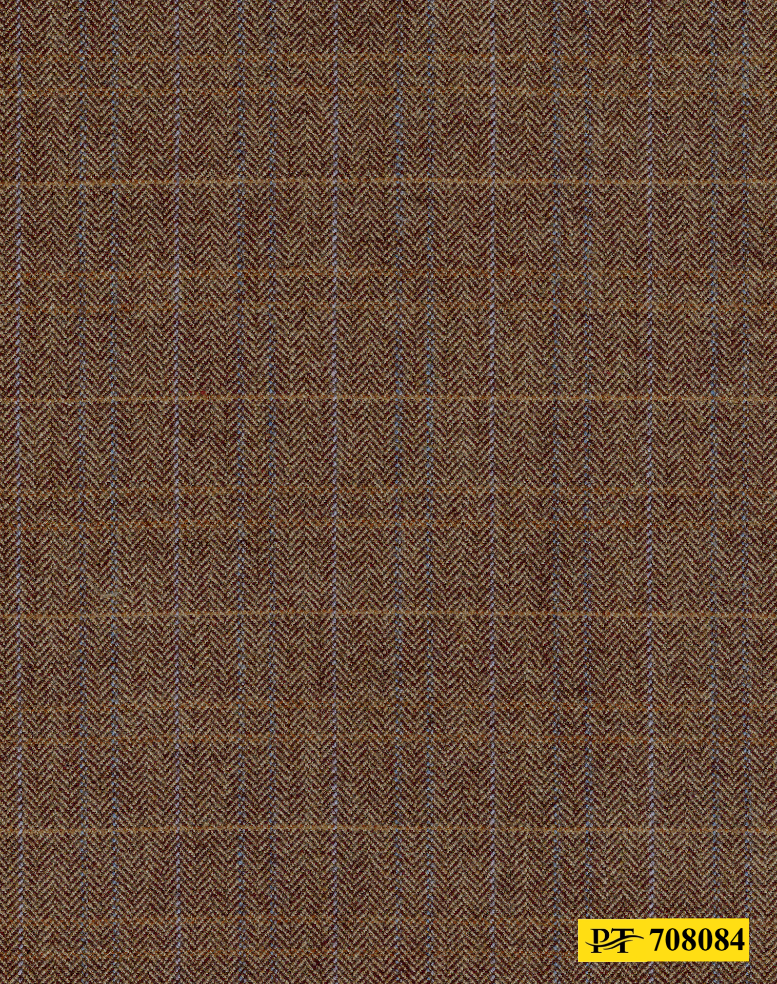 708084/P3-21976 Copper Brown Herringbone With Blue Check Vest Fabric