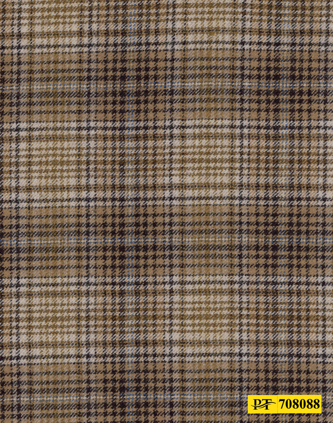 708088/P3-21980 Cream, Brown & Blue Check Vest Fabric