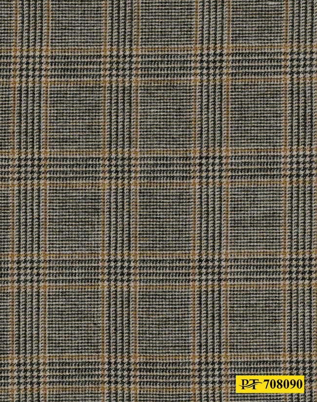 708090/P3-21982 Black & Tortilla Brown Check Pants Fabric