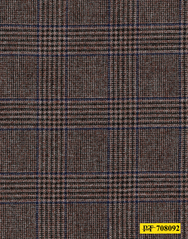 708092/P3-21984 Navy & Brown Check Pants Fabric
