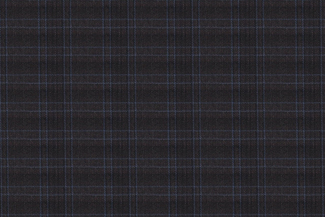 71110-1/10317 Brown W Blue Plaid Check Suit Fabric
