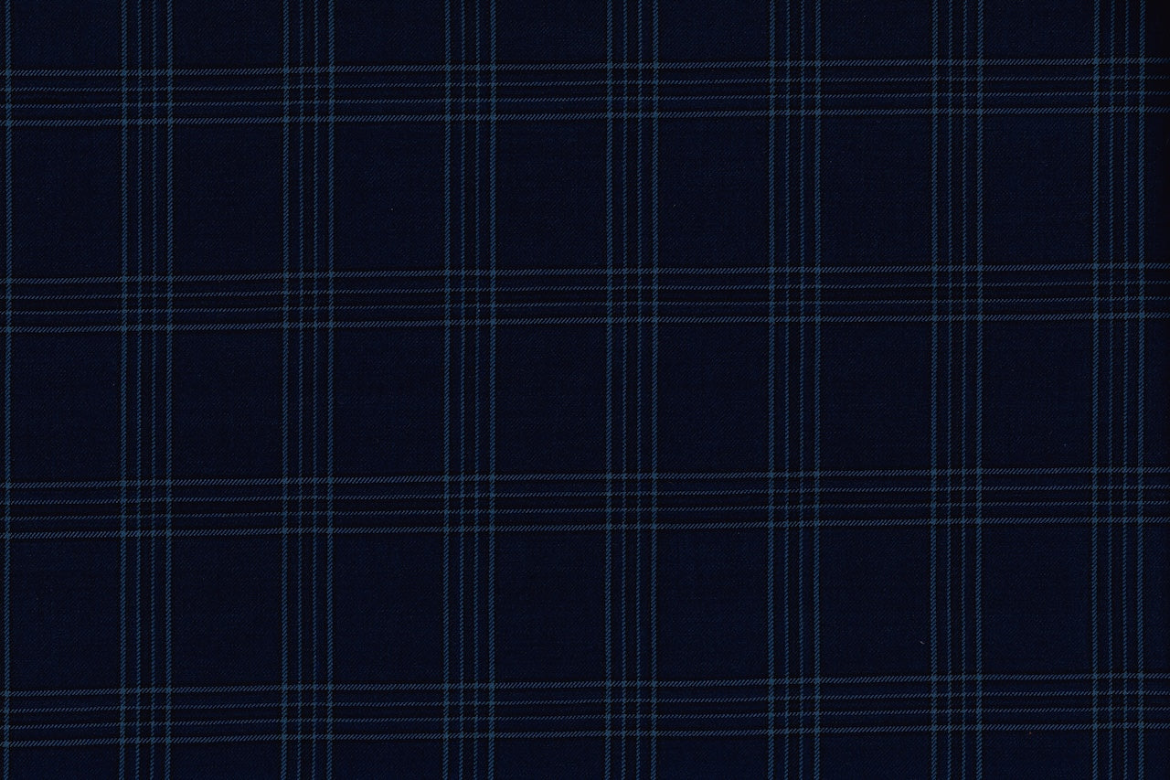 71111-2/10320 Marine Blue Plaid Check Suit Fabric