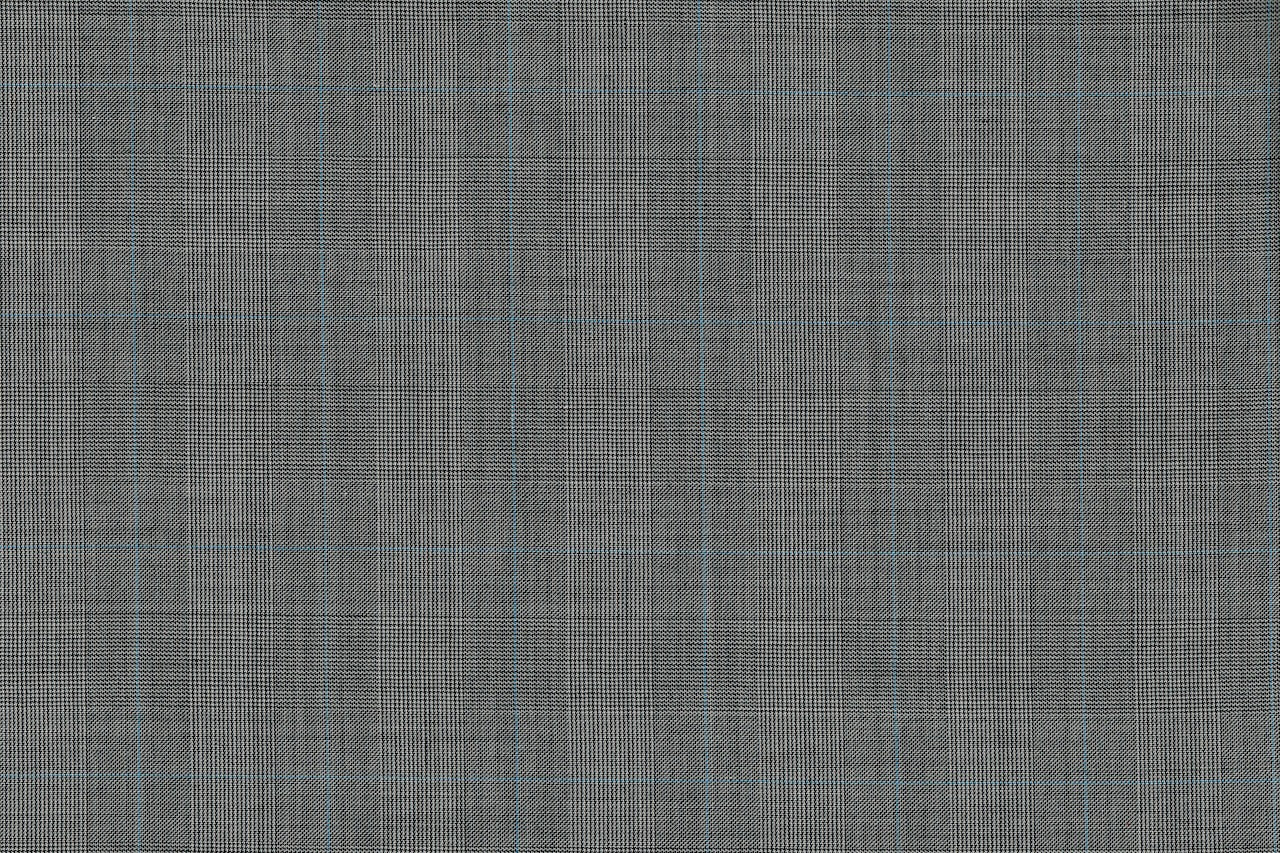71112-1/10328 Blue Check On Light Grey Prince Of Wales Jacket Fabric