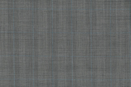 71112-1/10328 Blue Check On Light Grey Prince Of Wales Jacket Fabric