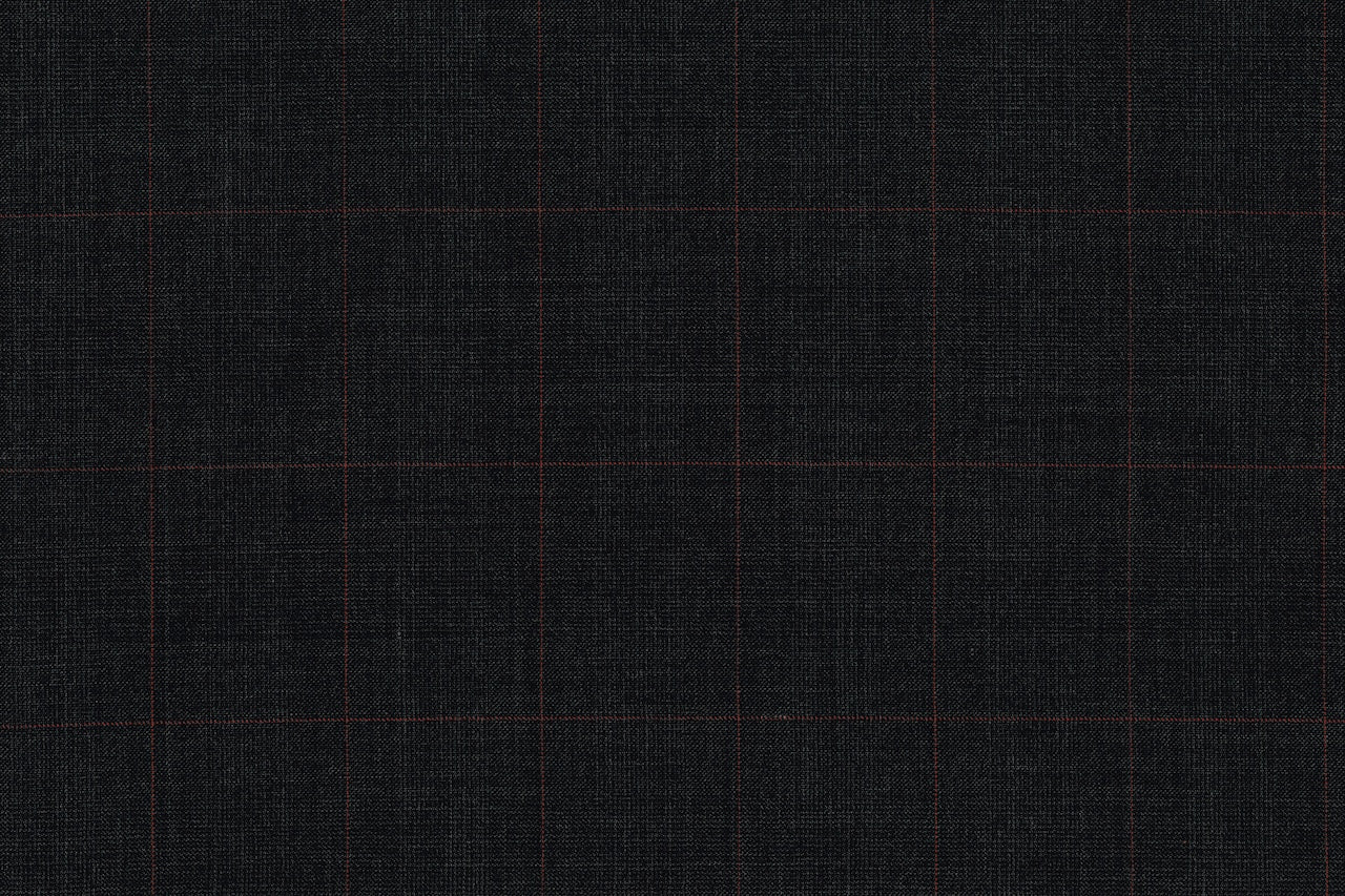 71112-3/10330 Red Check On Dark Grey Prince Of Wales Suit Fabric