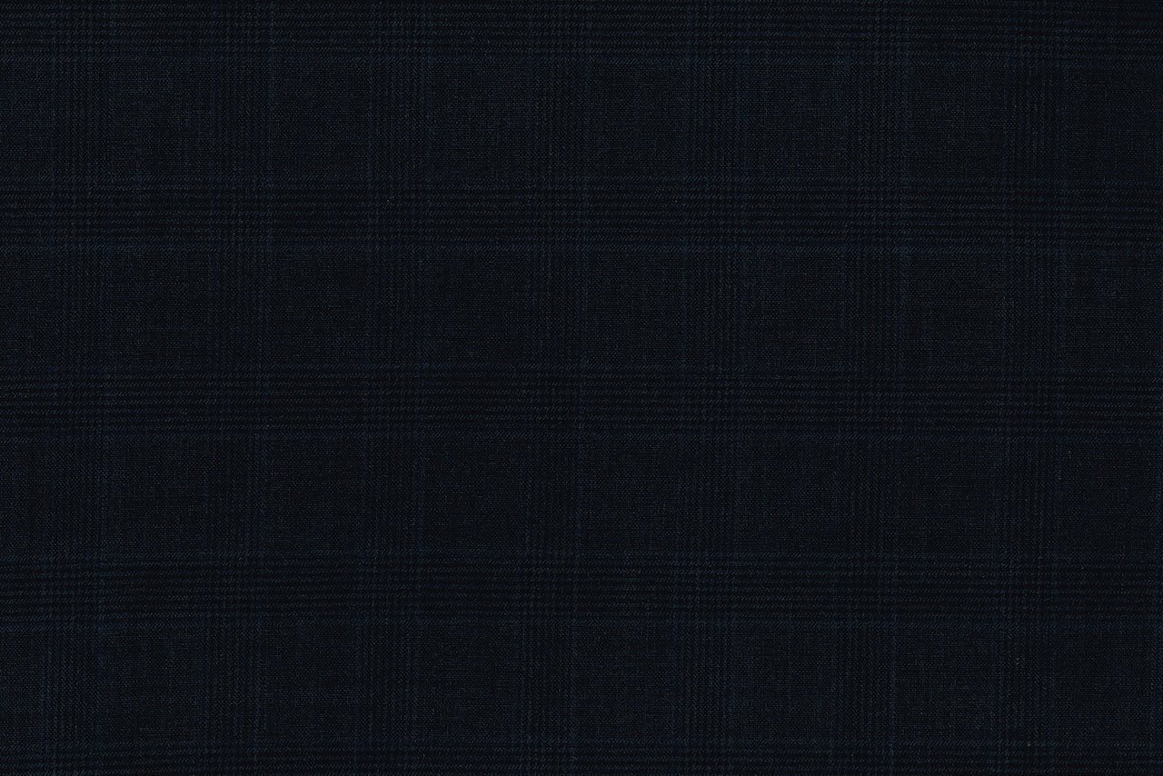 71113-3/10334 Dark Blue Glen Plaid Suit Fabric