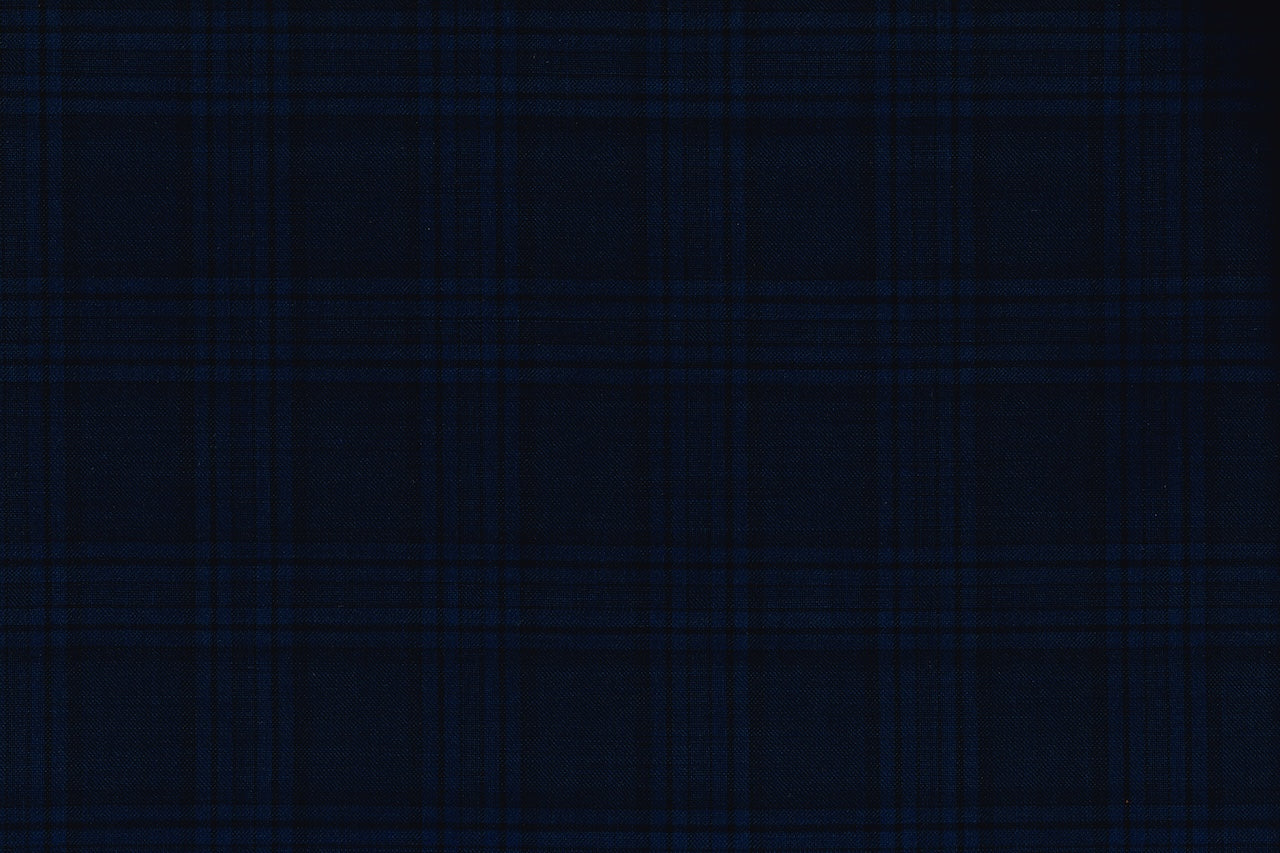 71116-1/10338 Blue Windowpane Jacket Fabric