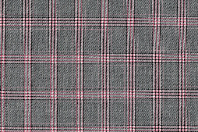 71117-1/10300 Red Plaid Check On Grey Jacket Fabric
