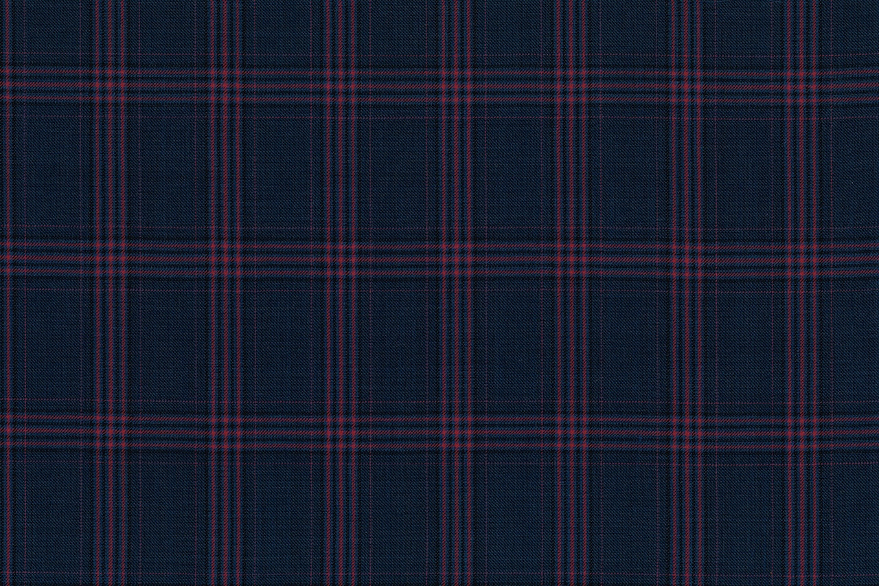 71117-2/10301 Purple Plaid Check On Blue Suit Fabric