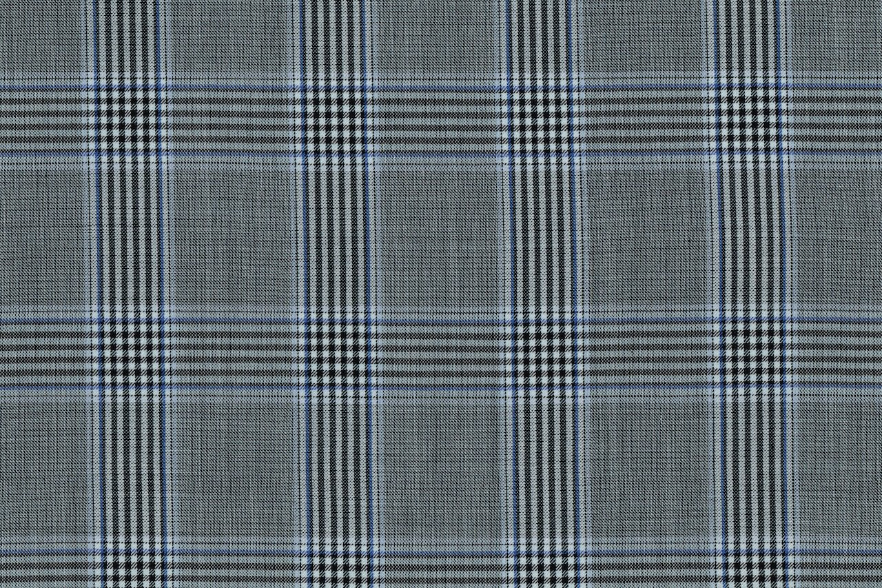71118-1/10303 Grey Blue Plaid Check Jacket Fabric