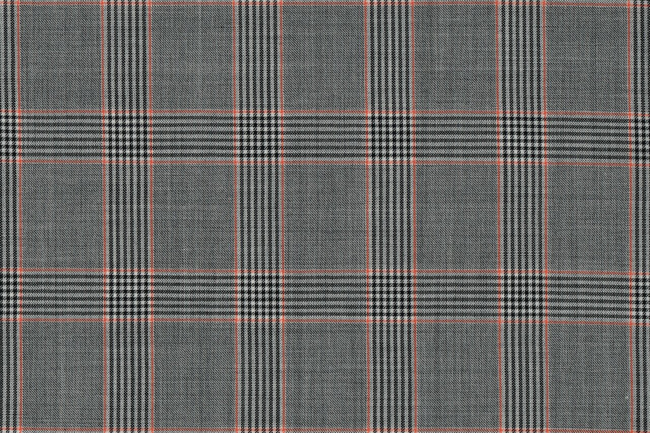 71119-2/10305 Grey Plaid W Mustard Check Suit Fabric