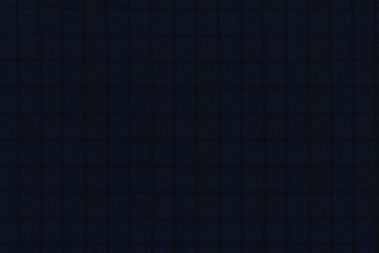 71120-2/10309 Black Check On Dark Blue Birdseye Suit Fabric