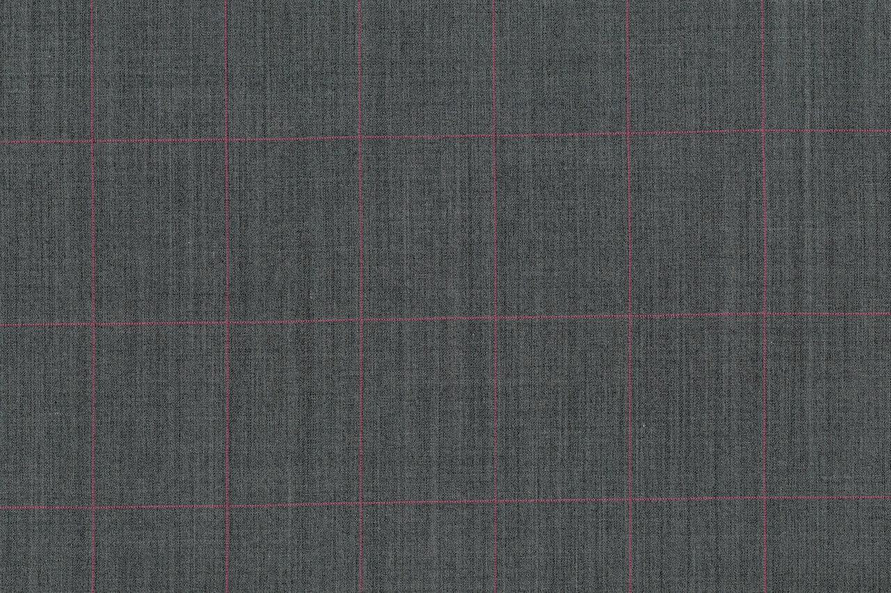 71121-1/10310 Grey With Pink Windowpane Jacket Fabric