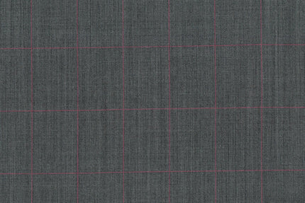 71121-1/10310 Grey With Pink Windowpane Suit Fabric