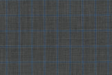 71122-1/10312 Medium Grey W Blue Windowpane Pants Fabric
