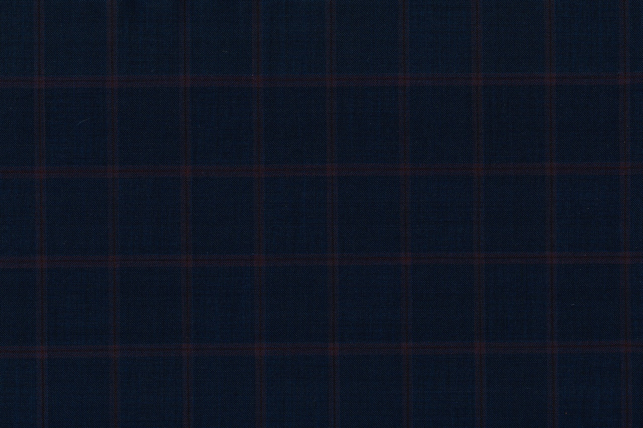 71122-2/10313 Royal Blue W Purple Windowpane Suit Fabric