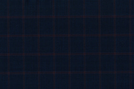 71122-2/10313 Royal Blue W Purple Windowpane Suit Fabric
