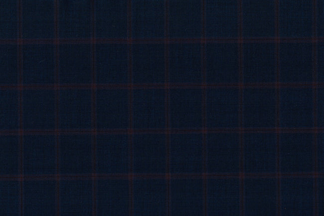 71122-2/10313 Royal Blue W Purple Windowpane Suit Fabric