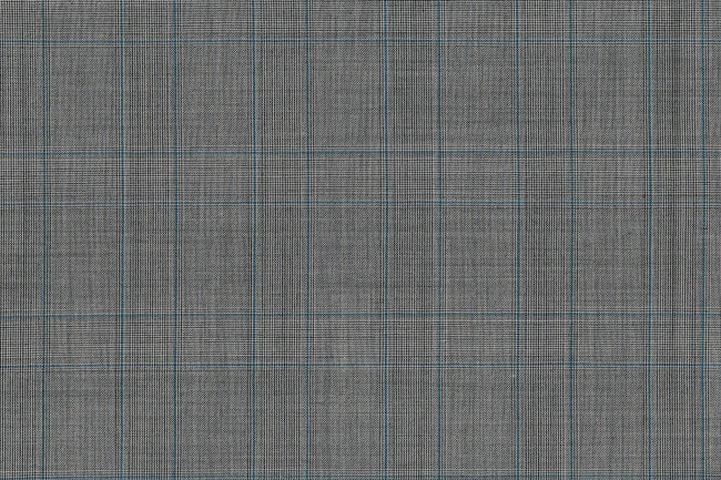 71123-1/10314 Blue Check On Grey Glen Plaid Suit Fabric