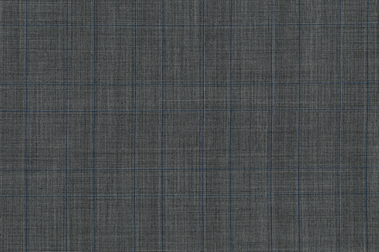 71123-2/10315 Blue Check On Dark Grey Glen Plaid Jacket Fabric