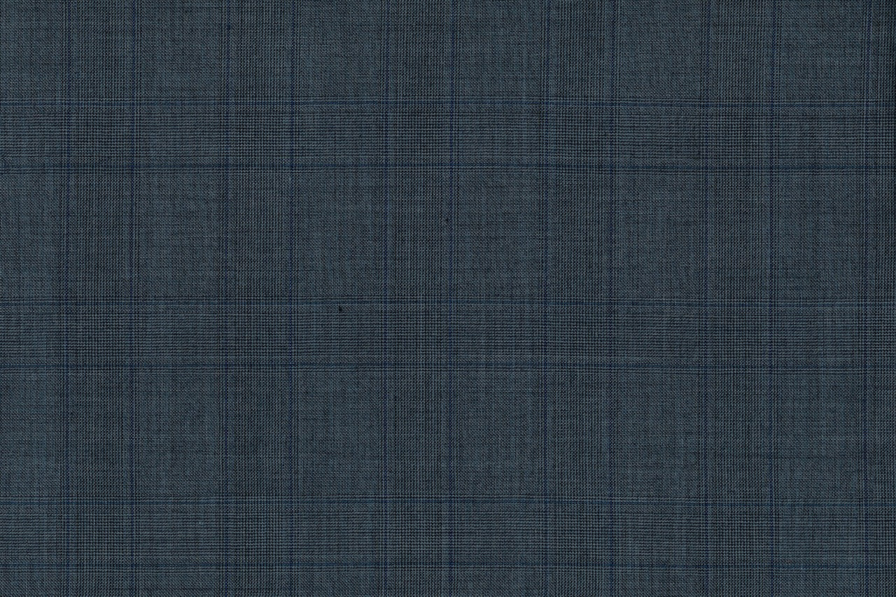 71123-3/10316 Blue Check On Blue Grey Glen Plaid Suit Fabric