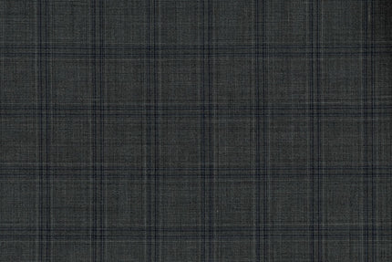 71124-1/10339 Blue Plaid Check On Grey Suit Fabric