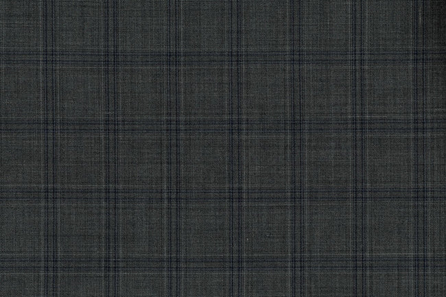 71124-1/10339 Blue Plaid Check On Grey Suit Fabric