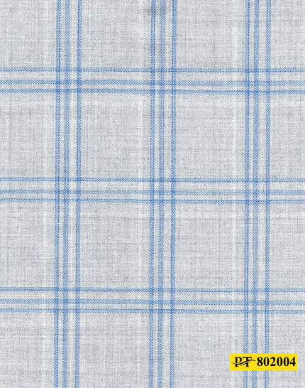 802004/P3-20895 Silver Grey With Blue Check Suit Fabric