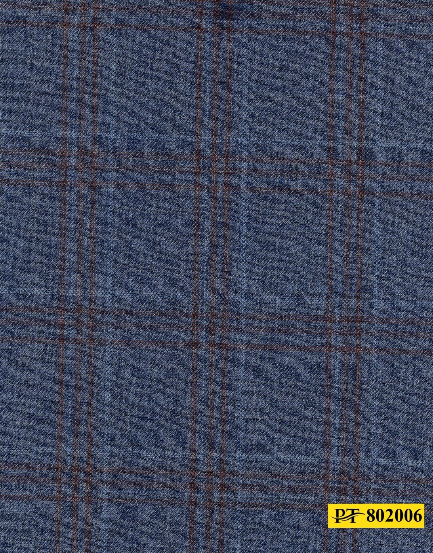 802006/P3-20897 Yale Blue With Plum and Ligh Blue Check Suit Fabric