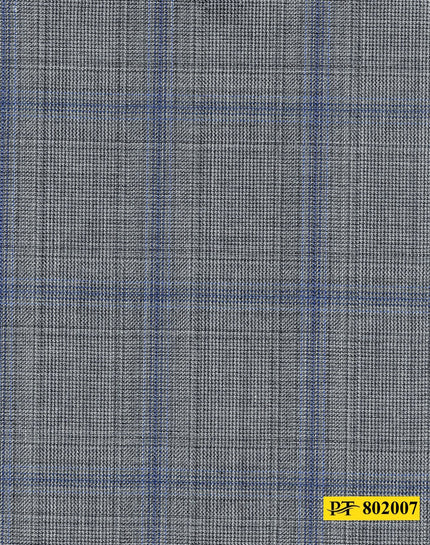 802007/P3-20898 Light Grey With Navy Check Jacket Fabric