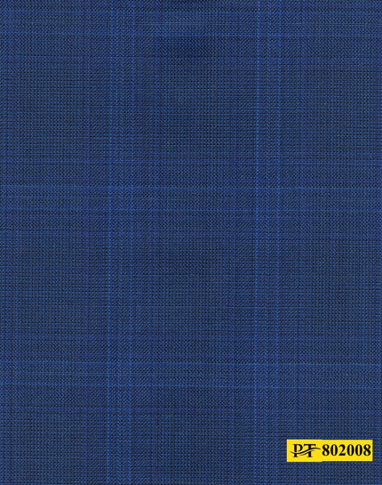 802008/P3-20899 Royal Blue With Light Blue Check Suit Fabric