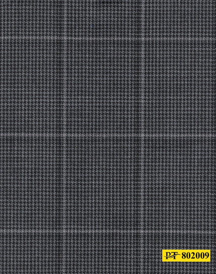 802009/P3-20900 Grey, Black And Silver Houndstooth Check Suit Fabric