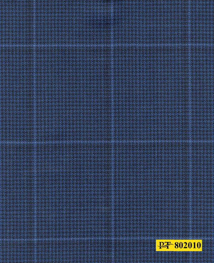 802010/P3-20901 Navy With Black & Light Blue Houndstooth Check Jacket Fabric