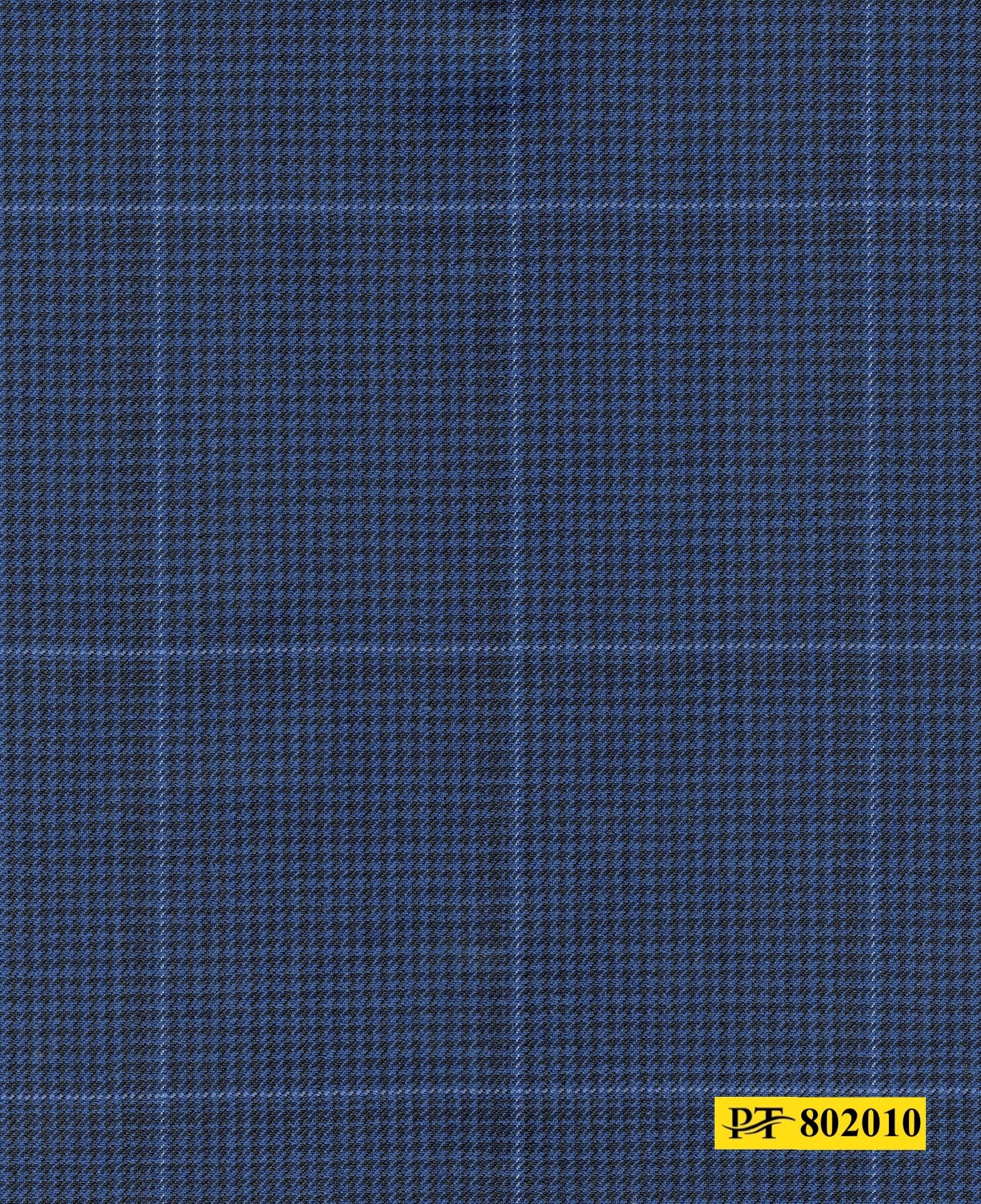 802010/P3-20901 Navy With Black and Light Blue Houndstooth Check Suit Fabric